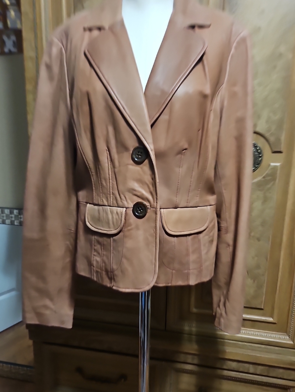 INC International Concepts Light Brown Soft Leather Blazer Jacket Size XL